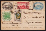 Brasil 1937 - Cartão postal circulado no Rio de Janeiro com selos comemorativos e carimbos!