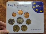 Blister Cartela Alemanha. Euro Set 2002 Oficial com 8 Moedas. Letra J, Hamburgo, Münze