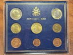 Vaticano - Cartela Oficial com 8 Moedas de Euro do Vaticano, Papa João Paulo II. Série Euro 2002, primeira emissão de euros ofc da cidade do Vaticano. Escassa