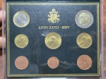 Vaticano - Cartela Oficial com 8 Moedas de Euro do Vaticano, Papa João Paulo II. Série Euro 2005, Escassa.