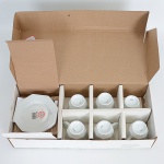 PORCELANA, seis (6) xícaras para chá, pires octogonais, tonalidade branca, manufatura SCHMIDT (Pomerode, SC; Mauá, SP; Campo Largo, PR, fundada em 1945, ainda em atividade, maior fábrica de porcelana da América Latina), acondicionadas na caixa original e sem uso, ideais para presente, vide foto.