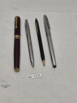 Lote de 4 canetas, sendo 2 tinteiros e 2 esferográficas, 1 delas é Cross.