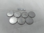 Lote de 7 moedas de 100 cruzeiros real da década de 90, série animal.