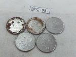 Lote de 5 moedas de 20 cruzeiros, década de 80.