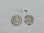 Lote de moeda africana de 100 francs e 1 da nigeria.