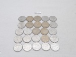 Lote de 25 moedas de 50 centavos cruzado em aço, década de 70.
