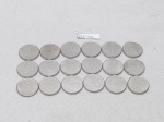 Lote de 18 moedas de 5 cruzeiros em aço da década de 80.
