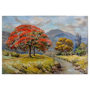 <b>LUPÉRCIO FERRAZ</b><Br>Paisagem<Br>Óleo s/ tela<Br>Ass. cid e verso<Br>Participou do LVII Salão Nacional de Belas Artes em 1952<Br>116 x 81 cm