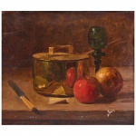 <b>PEDRO ALEXANDRINO</b><Br>(1856-1942)<Br>Natureza Morta <Br>Óleo s/ tela<Br>Ass. cid<Br>Apresenta perdas de pigmentação<Br>36 x 41 cm