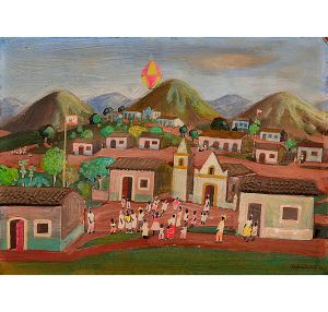 <b>FÚLVIO PENNACCHI </b><Br>(1905-1992)<Br>Festa de São João<Br>Óleo s/ chapa industrializada<Br>Ass. e datado 72, cid<Br>32 x 42 cm