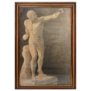 <b>VISCONTI, ELISEU</b><Br>(1866-1944)<Br>Nu Masculino<Br>Téc. mista s/ papel<Br>Ass. e datado 8-86, cid<Br>100 x 65 cm