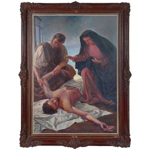 <b>SOLON BOTELHO</b><Br>(1912-1982)<Br>A Lamentação Sobre o Cristo Morto<Br>Óleo s/ tela<Br>Ass. cie<Br>140 x 100 cm
