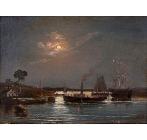 <b>EDOARDO DE MARTINO</b><Br>(1836-1912)<Br>Escola Italiana<Br>Marinha<Br>Óleo s/ tela<Br>Ass. cid<Br>27 x 37 cm