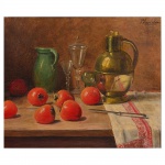 <b>PEDRO ALEXANDRINO</b><Br>(1856-1942)<Br>Natureza Morta <Br>Óleo s/ tela<Br>Ass. csd<Br>57 x 66 cm