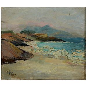<b>WEGA NERY</b><Br>(1912-2007)<Br>Marinha<Br>Óleo s/ tela<Br>Ass. e datado 1950, cie<Br>36 x 42 cm