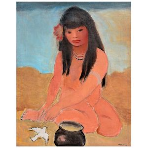 <b>NOÊMIA MOURÃO</b><Br>(1912-1992)<Br>Índia<Br>Óleo s/ tela<Br>Ass. cid<Br>75 x 60 cm