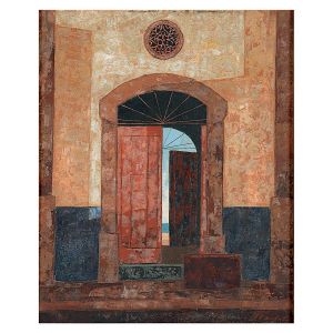 <b>JOSÉ PAULO MOREIRA DA FONSECA </b><br>(1922-2004) <br>Sol em Casas Quentes<br>Óleo s/ tela<br>Ass. e datado 68, cid<br>Ass., titulado, situado e datado Rio 10.1.68, no verso<br>47 x 39 cm