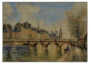 <b>FRANK-WILL </b><BR>(1900-1951)<BR>Escola Francesa<BR>Vista do rio Sena com a Île de la Cité<BR>Década de 1930<BR>Aquarela sobre papel<BR>Assinada e localizada Paris, cie<BR>33 x 46,50 cm