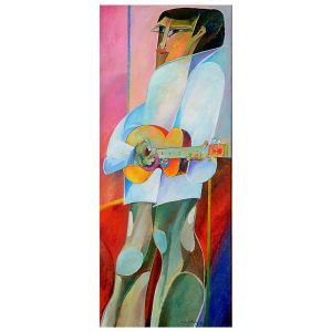 <b>ALDEMIR MARTINS</b><br>(1922-2006) <br>Músico<br>Óleo s/ tela<br>Ass. e datado 78, cid<br>Ass., situado e datado São Paulo - SP abril 1978, no verso<br>85 x 35 cm