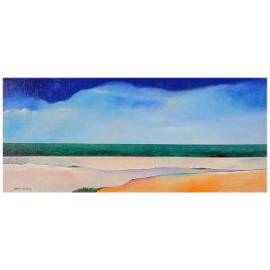 <b>ALDEMIR MARTINS</b><BR>(1922-2006) <BR>Praia<BR>Óleo s/ tela<BR>Ass. e datado 77, cie<BR>Ass., situado e datado São Paulo março 1977, no verso<BR>35 x 81 cm