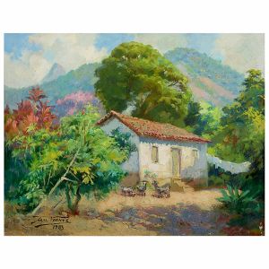 <B>ARMANDO VIANNA</B><BR>(1897-1991)<BR>Casa da Roça<BR>Óleo s/ madeiras<BR>Ass. cid<BR>Ass., titulado, situado e datado E. do Rio 1955, no verso<BR>22 x 26 cm
