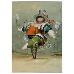 <b>RONI BRANDÃO</b><BR>(1935-1991)<BR>Máscaras<BR>Óleo s/ tela<BR>Ass. e datado 84, cie<BR>Ass., titulado, situado e datado 05-1984, no verso<BR>70 x 50 cm