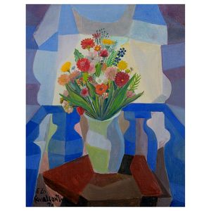 <b>DI CAVALCANTI, EMILIANO</b><br>(1897-1976)<br>Vaso de Flores<br>Óleo s/ tela<br>Ass. e datado 71, cie<br>Ass. e datado 1971, no verso<br>80 x 64 cm