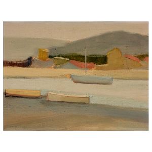 <b>IANELLI, ARCÂNGELO</b><br>(1922-2009)<br>Porto da Praia de Santos<br>Óleo s/ chapa industrializada<br>Ass. e datado 1953, cie<br>28,5 x 38 cm