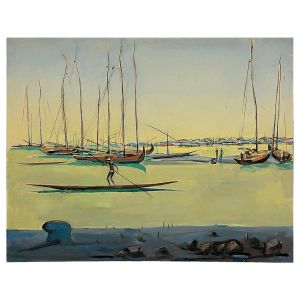 <b>CARYBÉ, HECTOR</b><br>(1911-1997)<br>Tardinha<br>Óleo s/ tela<br>Ass. e datado 71, cid<br>Ass., titulado e datado 71, no verso<br>56 x 70 cm