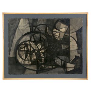 <b>BURLE MARX, ROBERTO</b><br>(1909-1994)<br>Abstrato<br>Nanquim e aguada s/ papel<br>Ass. e datado 1979, no centro inferior<br>58 x 76,5 cm