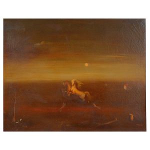 <b>TERUZ, ORLANDO</b><BR>(1902-1984)<BR>Dois Cavalos<BR>Óleo s/ tela<BR>Ass. cid <BR>Ass., situado e datado Rio 1968, no verso<BR>73 x 92 cm