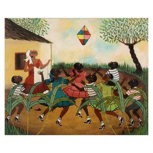 <B>HEITOR DOS PRAZERES</B><BR>(1898-1966)<BR>Festa de São João<BR>Óleo s/ tela<BR>Ass., situado e datado Rio 8-4-63, cid <BR>50 x 61 cm