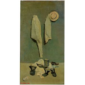 <b>VESPIGNANI, RENZO</b><BR>(1924-2001)<BR>Escola Italiana<BR>Sem Título<BR>Óleo s/ tela<BR>Ass. e datado 1948, cie<BR>70 x 40 cm