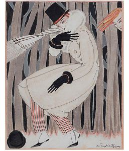 <B>VICENTE DO REGO MONTEIRO</b><br>(1899-1970)<br>Ventania<br>Técnica mista s/ papel<br>Ass. e datado 921, cid<br>24 x 19 cm