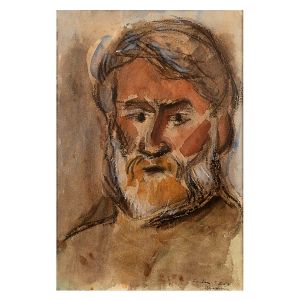 <b>MARCIER, EMERIC</b><br>(1916-1990)<br>Auto Retrato<br>Guache<br>Ass., situado e datado London 7-II-69, cid<br>45 x 30 cm