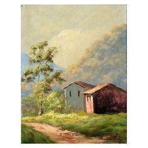 <b>BENEDITO LUIZI</b><BR>(1933-2010)<BR>Paisagem<BR>Óleo s/ chapa industrializada<BR>Ass. e datado 1962, cid<BR>35 x 27 cm