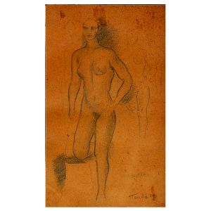 <b>TARSILA DO AMARAL</b><br>(1886-1973)<br>O Espelho<br>Grafite s/ papel<br>Ass., titulado e datado 29, cid<br>20 x 12 cm