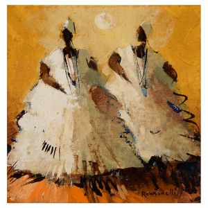 <B>ARMANDO ROMANELLI</B><BR>(1945)<BR>Baianas<BR>Óleo s/ tela colada em chapa industrializada<BR>Ass. cid<BR>20 x 20 cm