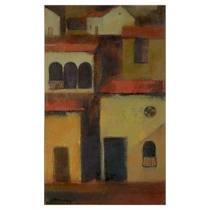 <B>MALAGOLI, ADO</B><BR>(1906-1994)<BR>Casario<BR>Óleo s/ tela<BR>Ass. cie<BR>Ass. e titulado no verso<BR>50 x 30 cm