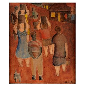<b>GOMIDE, ANTÔNIO </b><BR>(1895-1967)<BR>Favela<BR>Guache s/ papel<BR>Ass. cid<BR>13,5 x 11 cm
