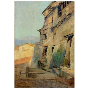<b>PARREIRAS, ANTÔNIO</b><BR>(1860-1937)<BR>Fachada<BR>Óleo s/ tela<BR>Ass. cie<BR>55 x 38 cm