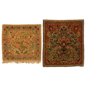 <b>Tapetes TABRIZ e KIRMAM</b><BR>0,58 x 0,54 m e 0,46 x 0,50 m