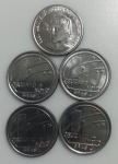 5 MOEDAS 1 CRUZADO NOVO 1989 - AÇO INOX - 10 GRAMAS - 31MM - LOTE AVALIADO ENTRE R$ 20,00 A R$ 65,00 - NO ESTADO CONFORME FOTO