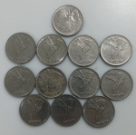12 MOEDAS 1 CRUZEIRO 1972 - SESQUICENTENARIO DA INDEPENDENCIA - NIQUEL - 10 GRAMAS - 29MM - LOTE AVALIADO ENTRE R$ 42,00 A R$ 120,00 - NO ESTADO CONFORME FOTO
