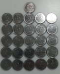 26 MOEDAS 5 CRUZADOS DATAS VARIADAS - AÇO INOX - 5,2 GRAMAS - 25MM - LOTE AVALIADO ENTRE R$ 39,00 A R$ 78,00 - NO ESTADO CONFORME FOTO