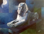 QUADRO - ESFINGE AZUL - 70 X 90CM - ACRILICO SOBRE TELA - MARCIO BRACALI - ASSINADO PELO ARTISTA - SEM MOLDURA