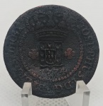 MOEDA BRASIL IMPERIO - X REIS 1774 COM CARIMBO DE ESCUDETE - BC - COBRE - 7,17 GRAMAS - 31MM 