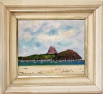 Luisa Pinheiro em óleo s/ tela iconografia de Pão de Açucar assinado no c. i. direito tendo 18 x 24 cm e moldura de 30 x 35 cm.