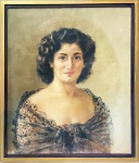 Majestosa obra de M. Teixeira da Silva, 1949 em óleo s/ tela na figura de Dama Antiga assinado e datado no c. i. central medindo 55 x 45 cm.Moldura de 59 x 49 cm.