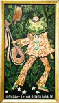 Rosina Becker do Vale - obra Naif título "O Pierrot" óleo s/ eucatex identificado e assinado na base da obra. Artista muito conceituada, nasceu no Rio de Janeiro e é marcada por sua cores vibrantes. (1914 / 2002). Obra mede 28 x 16 cm e a moldura tem 43 x 31 cm. Varias exposições consagram a artista: 63 - Galeria GCAP, 69 - Palácio da Foz, 75 - considerada entre os 10 maiores pintores primitivos, 81 - exposição em Paris.